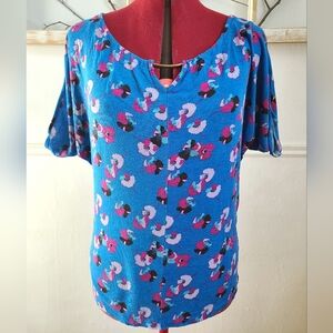 B2G1 FREE - Blue Floral Blouse - Medium